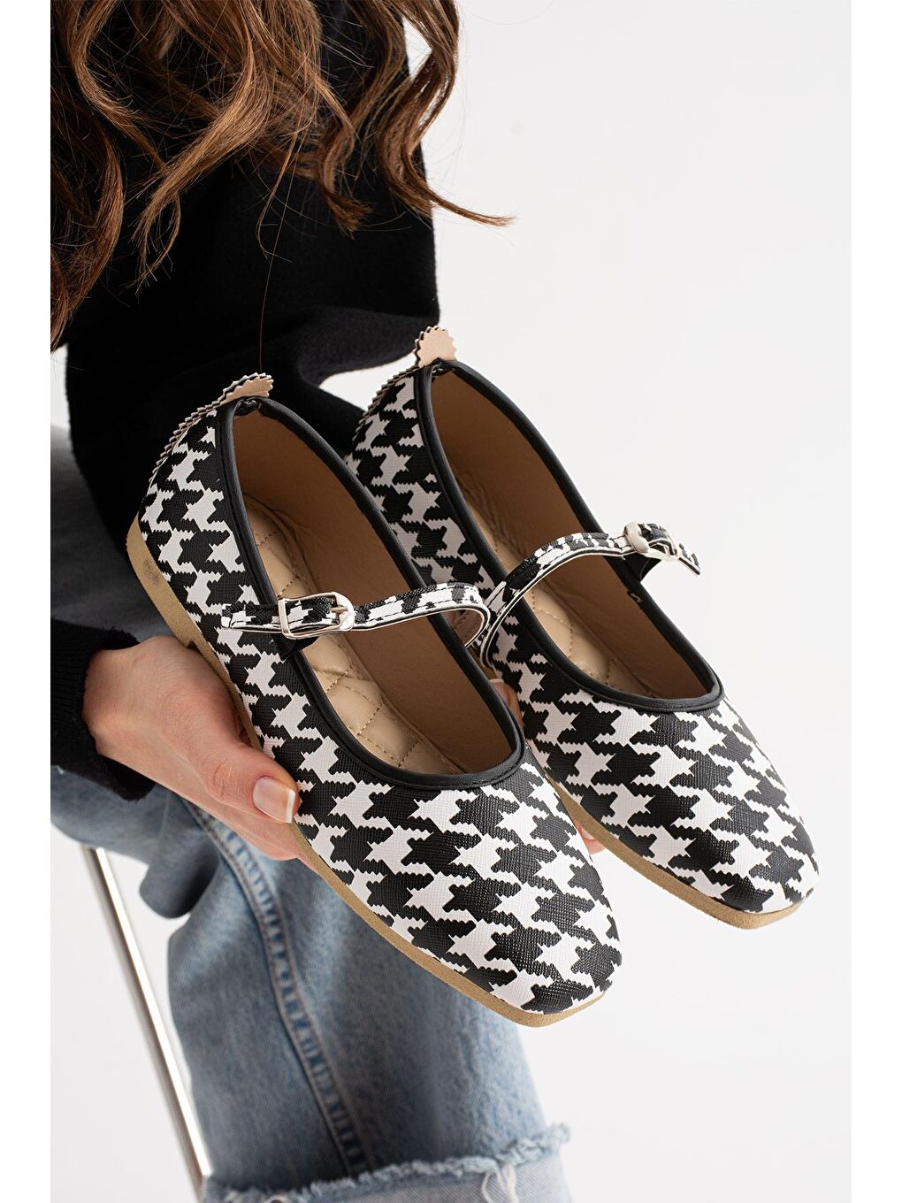 Siyah AL-142 Tokalı Babet Günlük Kadın Ayakkabı Ev Babeti-2