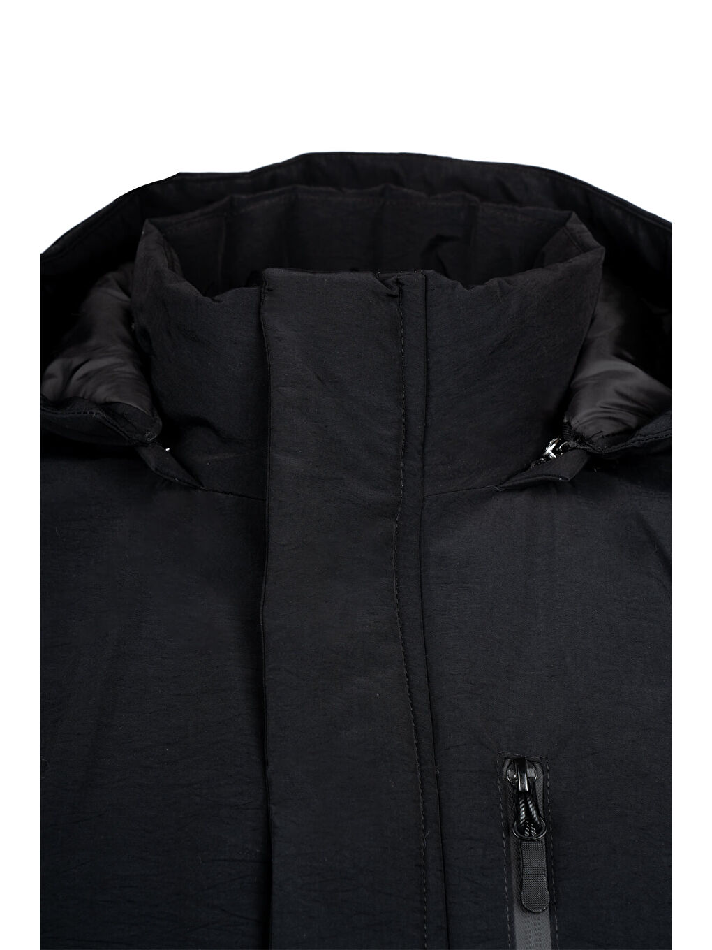 Siyah Regular Fit Hakim Yaka Kapüşonlu Kaban-2