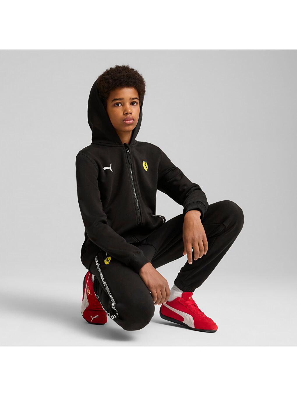 Siyah SCUDERIA FERRARI Race Genç Kapüşonlu Ceket-2