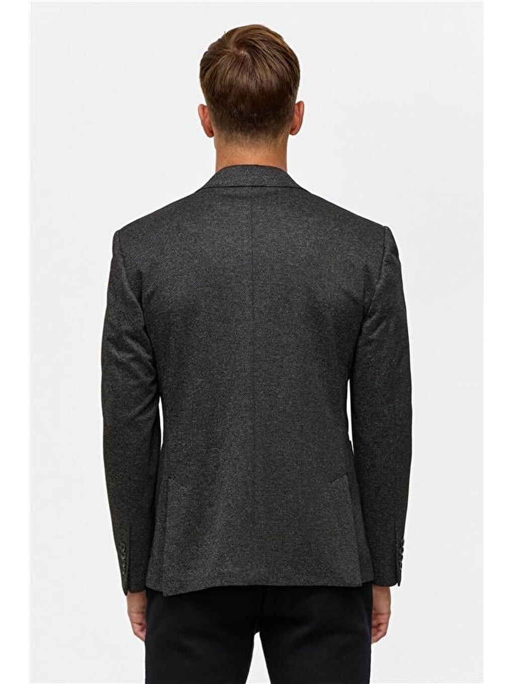 Siyah Slim Desenli Mono Yaka 6 Drop Ceket-7