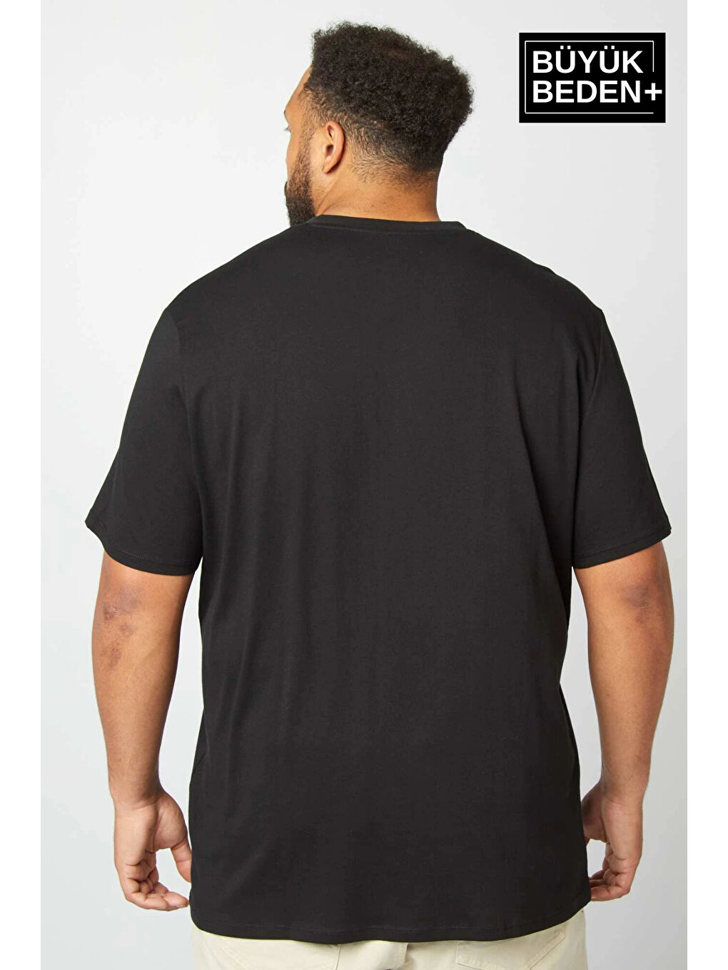 Siyah Erkek  V Yaka Büyük Beden Tişört SPRBTS09-2