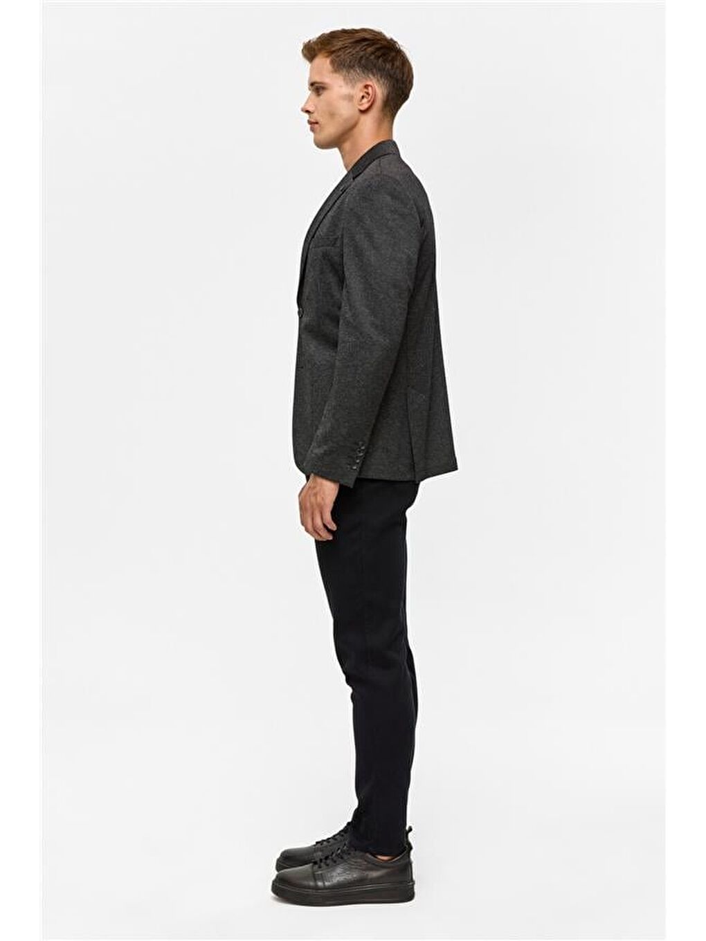 Siyah Slim Desenli Mono Yaka 6 Drop Ceket-8