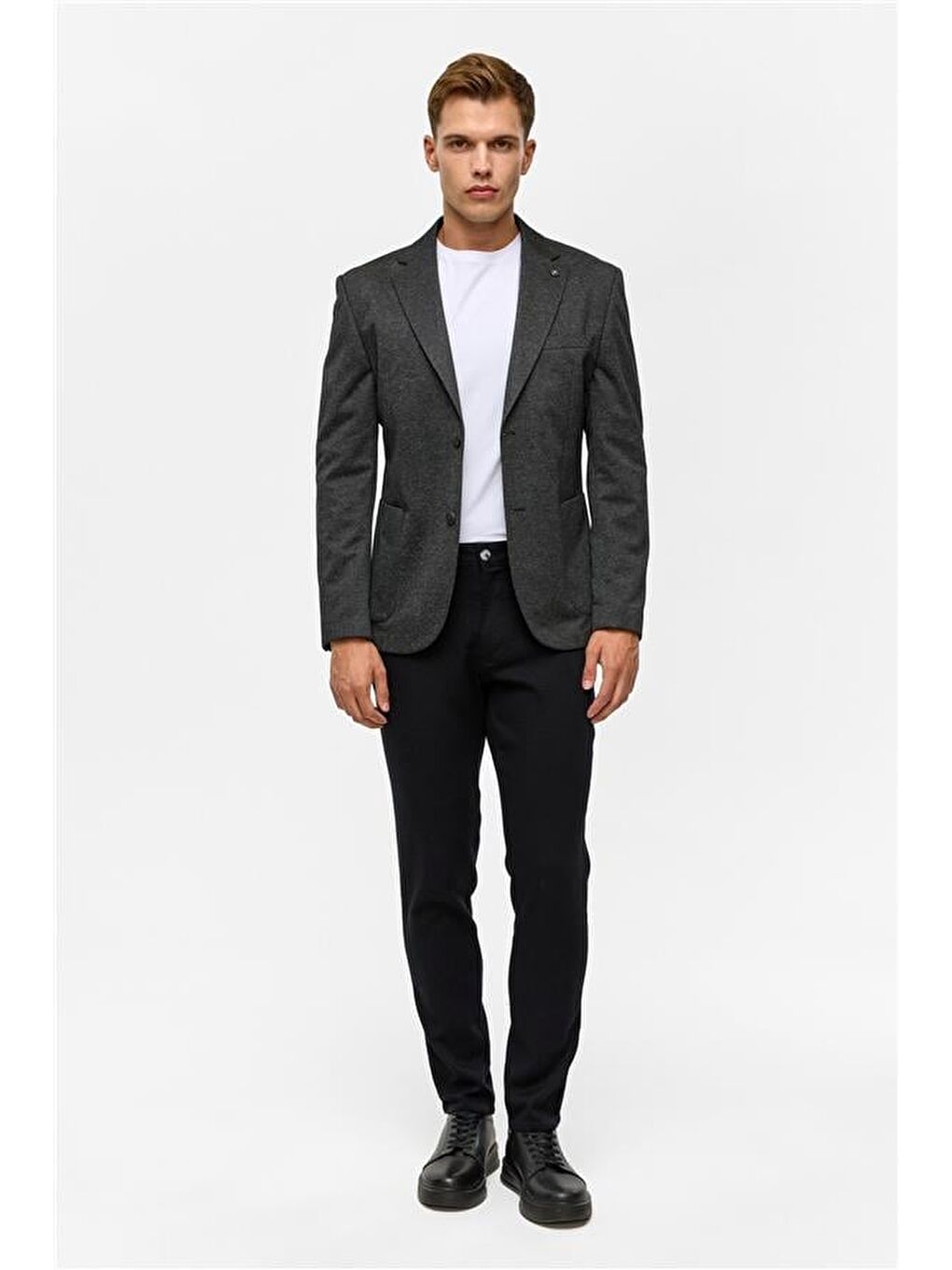 Siyah Slim Desenli Mono Yaka 6 Drop Ceket-9