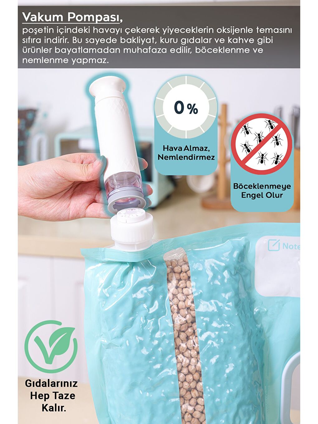 Yeşil 5 Parça Vaku mlu Saklama Poşeti Seti Vakum Pompalı Hava Almaz Vaku mlu Gıda Erzak Saklama Torbası-1