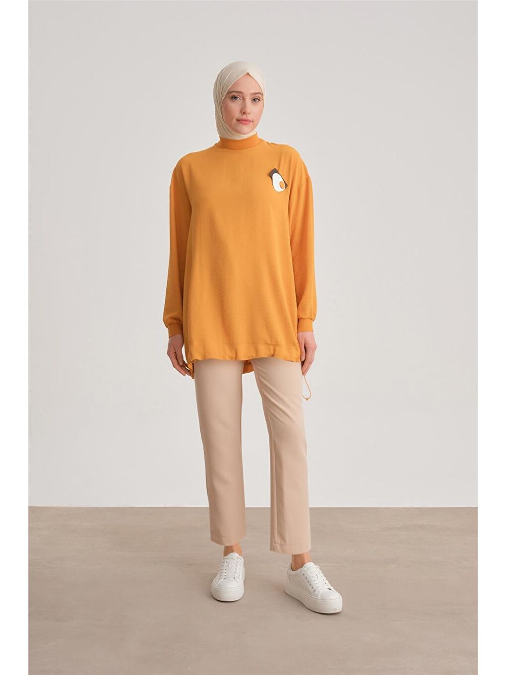 Sarı Broşlu Bluz Ort3100 Zencefil-2