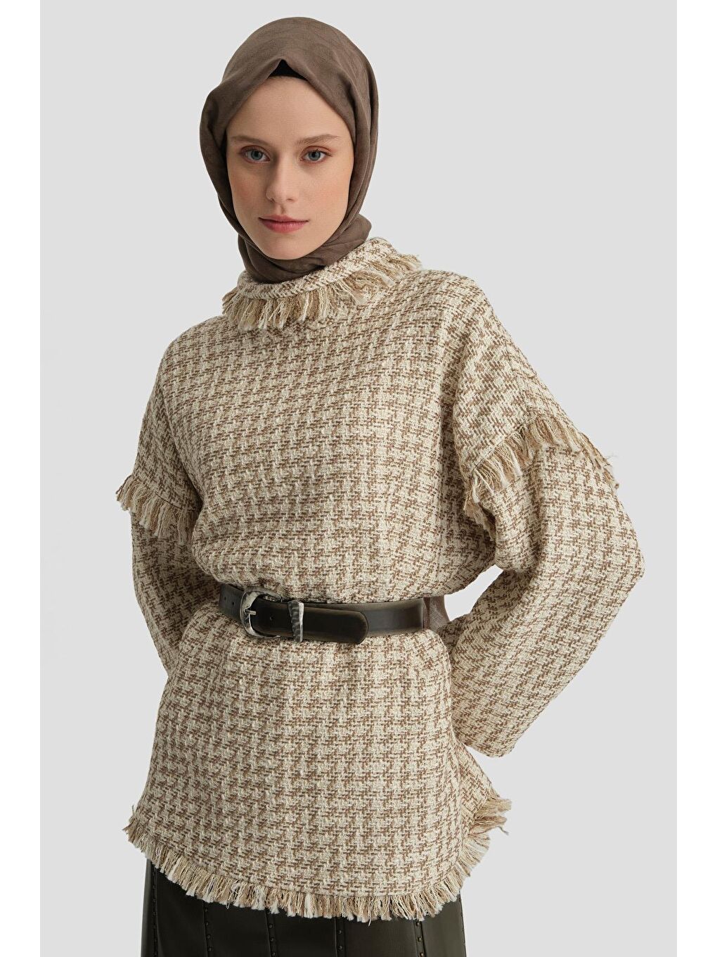 Bej Tüvit Bluz 24K3613 Ekru-2