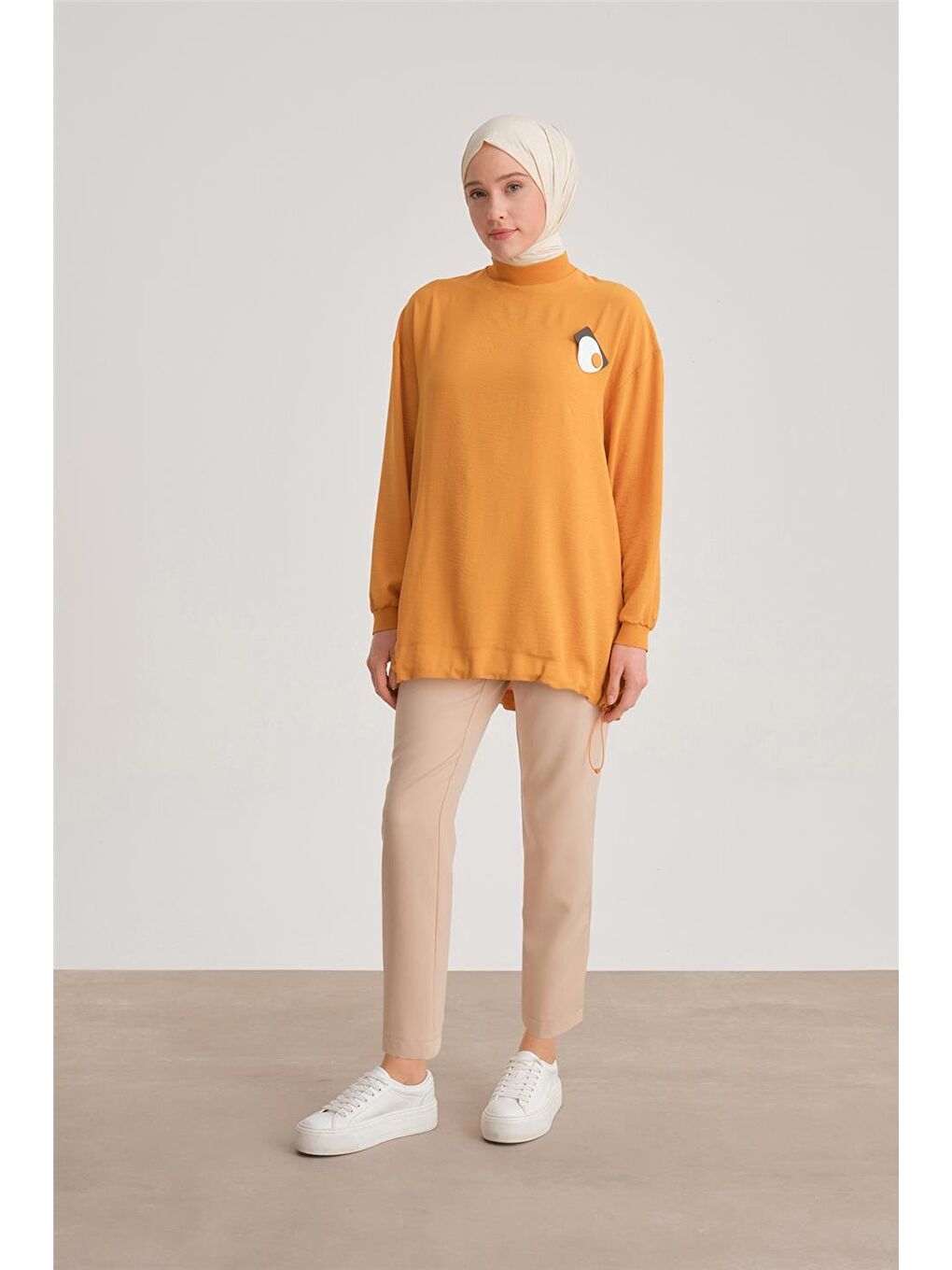 Sarı Broşlu Bluz Ort3100 Zencefil-3