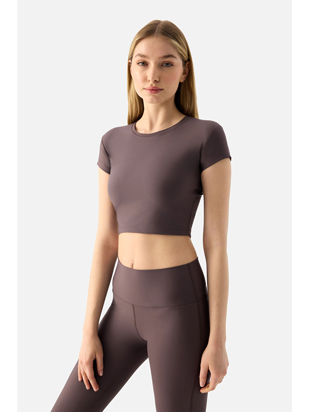 Melina Kısa Kol Açık Mor Crop Top-1