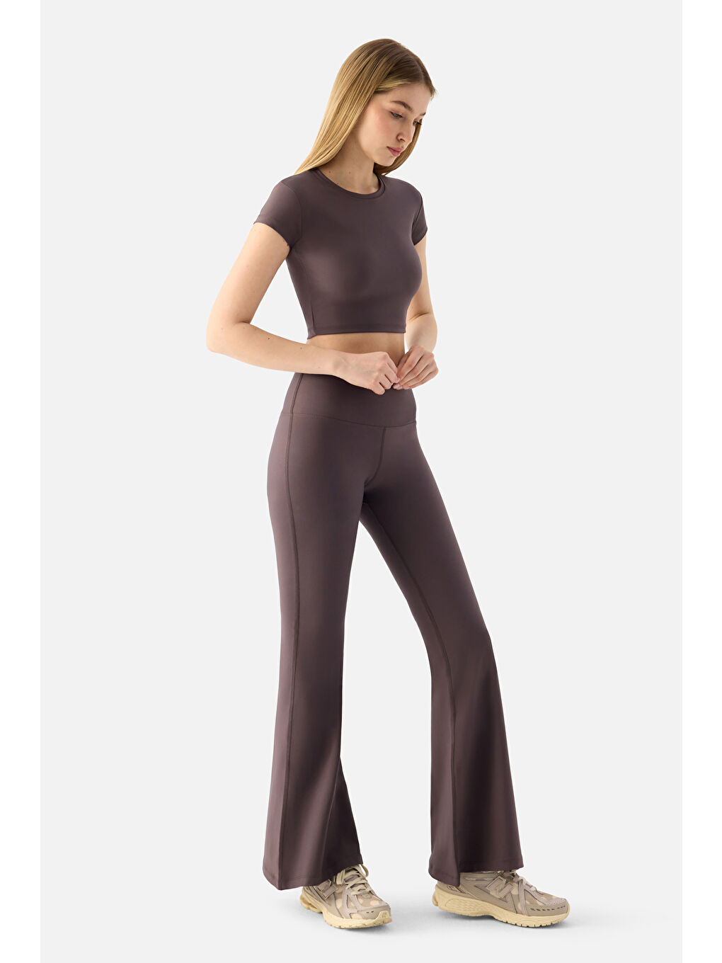 Melina Kısa Kol Açık Mor Crop Top-2