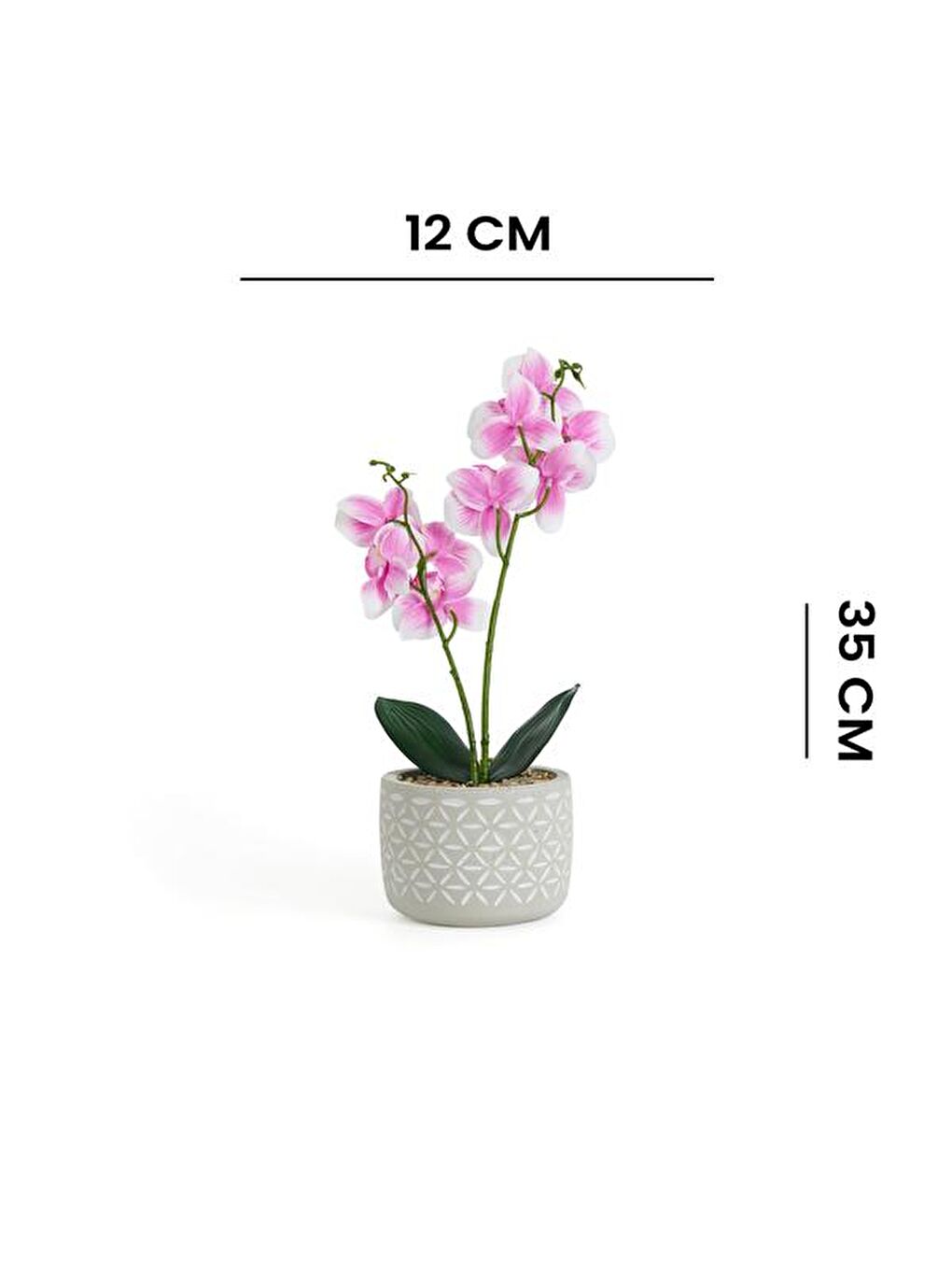 Beton Saksıda Real Touch Orkide - Pembe - 12x35 cm-3