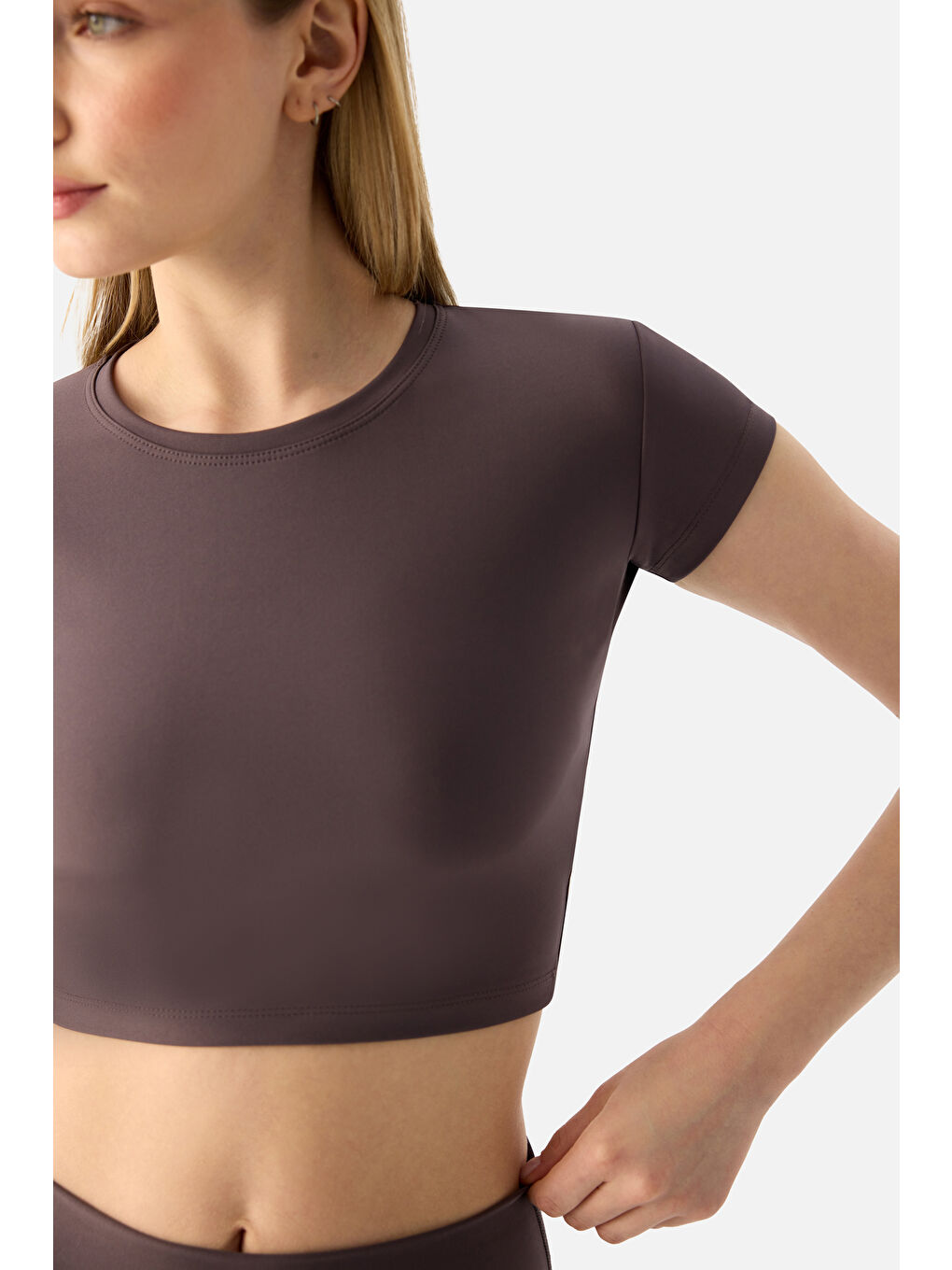 Melina Kısa Kol Açık Mor Crop Top-4