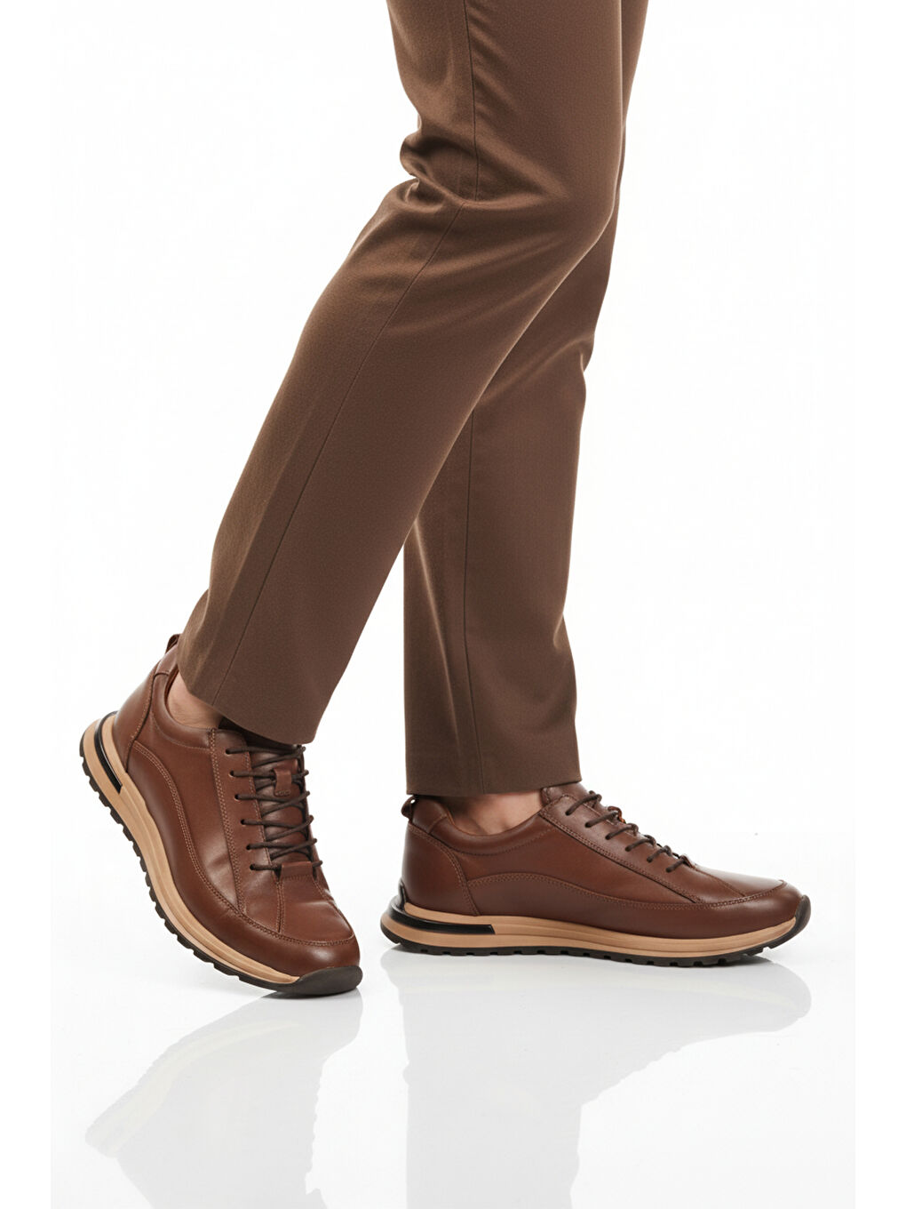 Kahverengi Taba Hakiki Deri Erkek Sneaker 2636 M