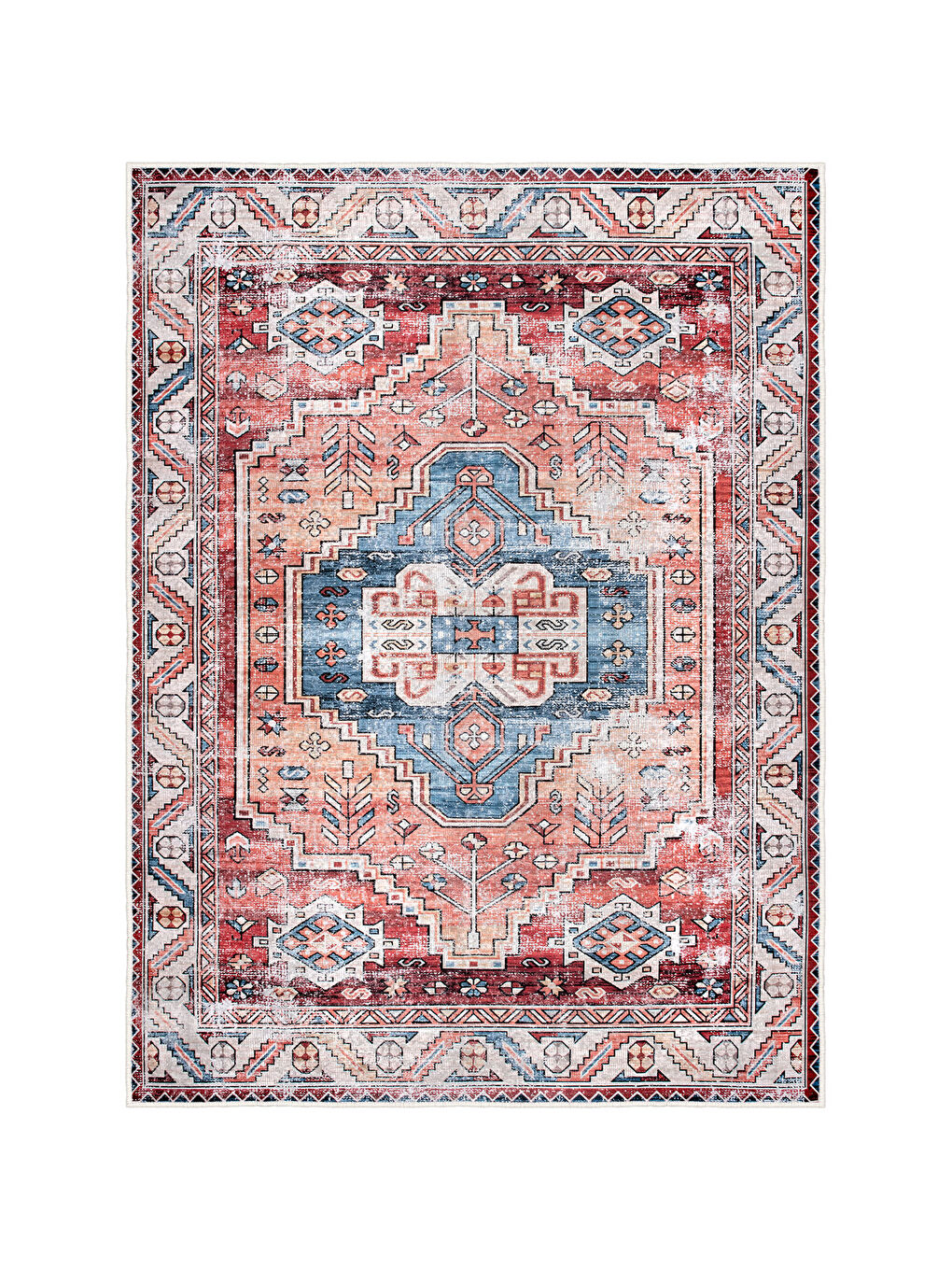 Kırmızı Dekoratif Özel Tasarım Yıkanabilir İnce Kaymaz Tabanlı Modern Halı KECE FR40