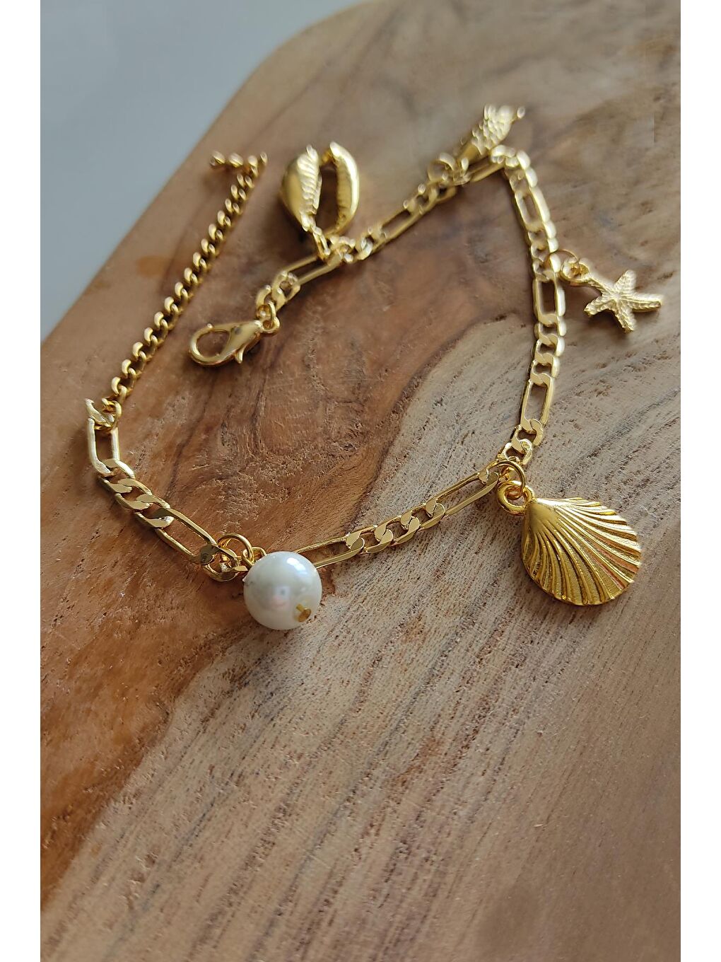 New Obsessions Sari Deniz Kabuklu Charm Çok Figürlü Gold Halhal - 2