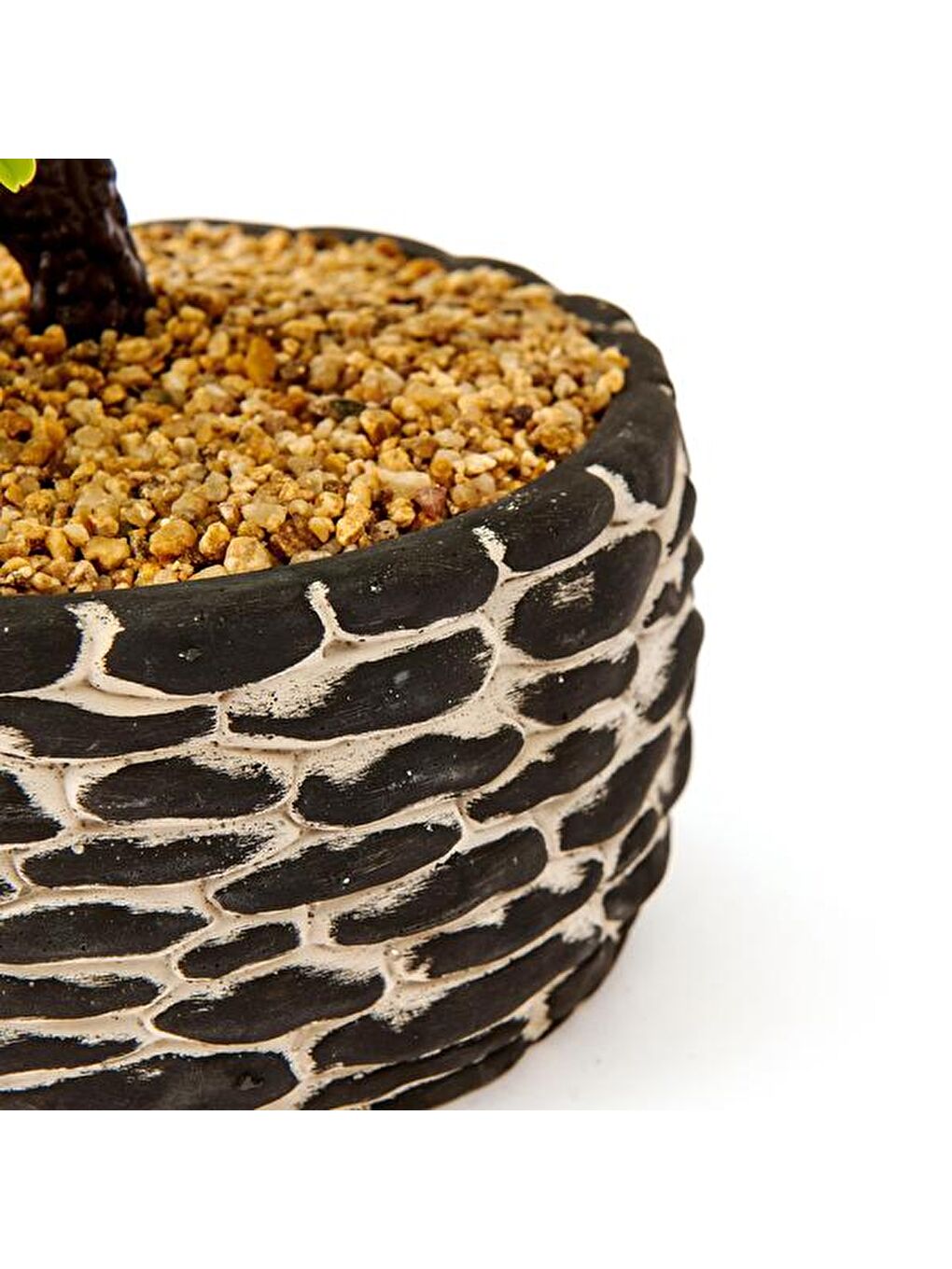 Dekoratif Saksılı Bonsai Meri Yapay Çiçek - Siyah / Yeşil - 20x20x36 cm-1