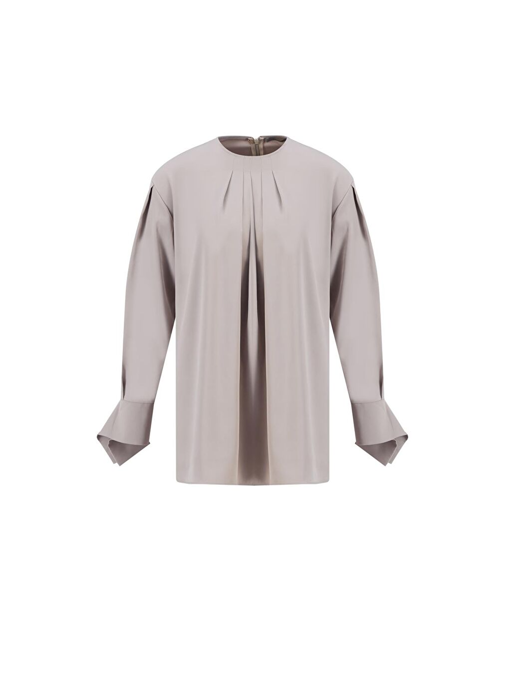 Bej Manşeti Kuşaklı Bluz 24K3612 Vizon-5