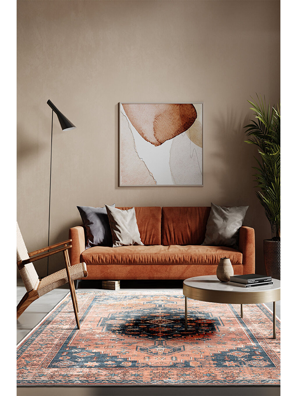 Kırmızı Dekoratif Özel Tasarım Yıkanabilir İnce Kaymaz Tabanlı Modern Halı KECE FR38-1