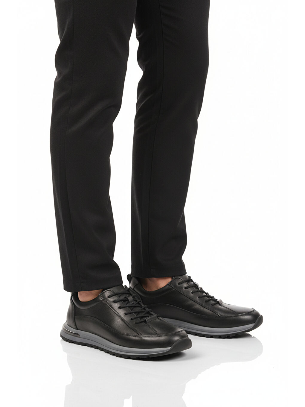 Siyah Hakiki Deri Erkek Sneaker 2036 M