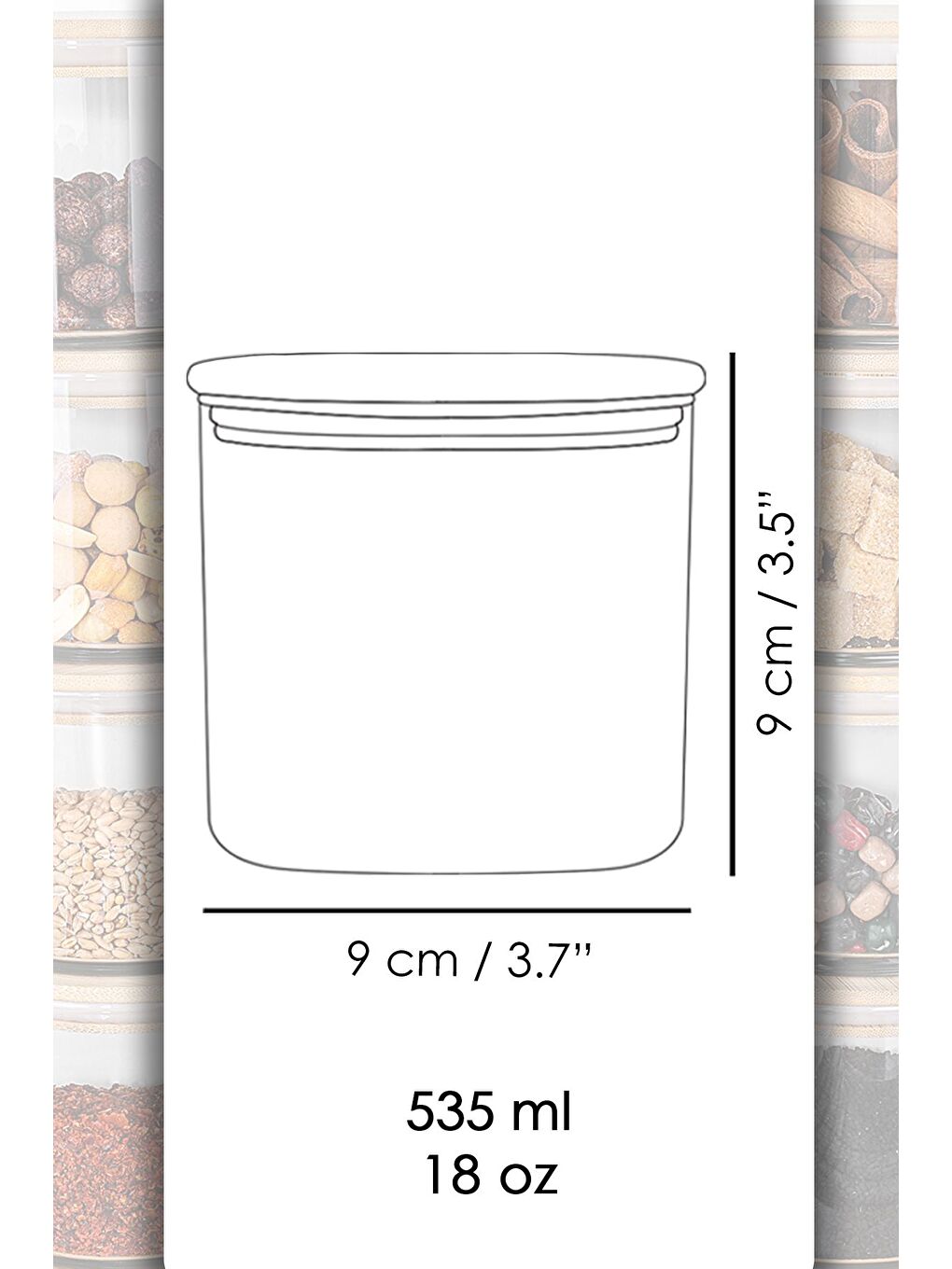 Renksiz 6'lı Bambu Kapak Cam Saklama Kabı Etiketli Vakum Kapaklı Erzak Baharat Cam Baharatlık 535 ml-7