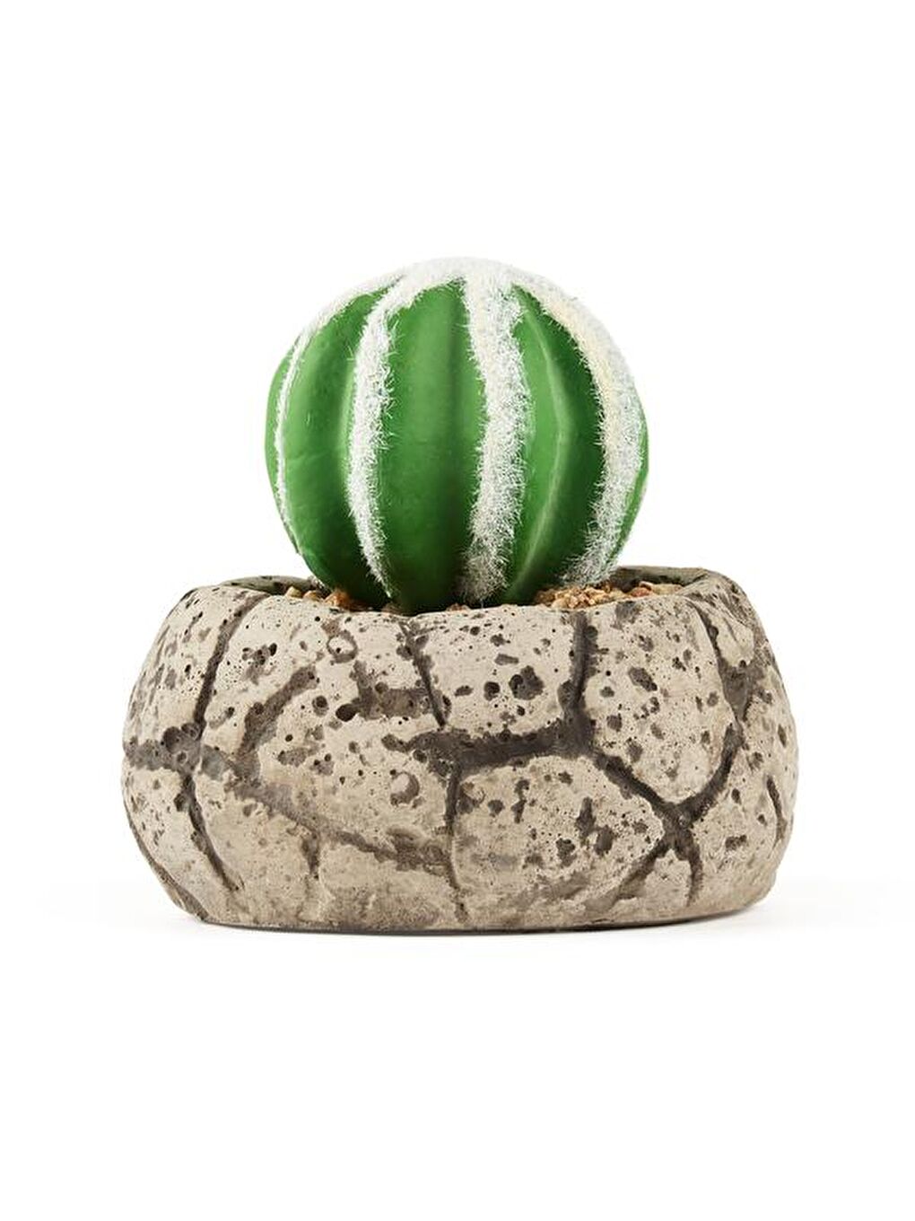 Beton Saksılı Yapay Kaktüs - Gri - 11x5x9 cm