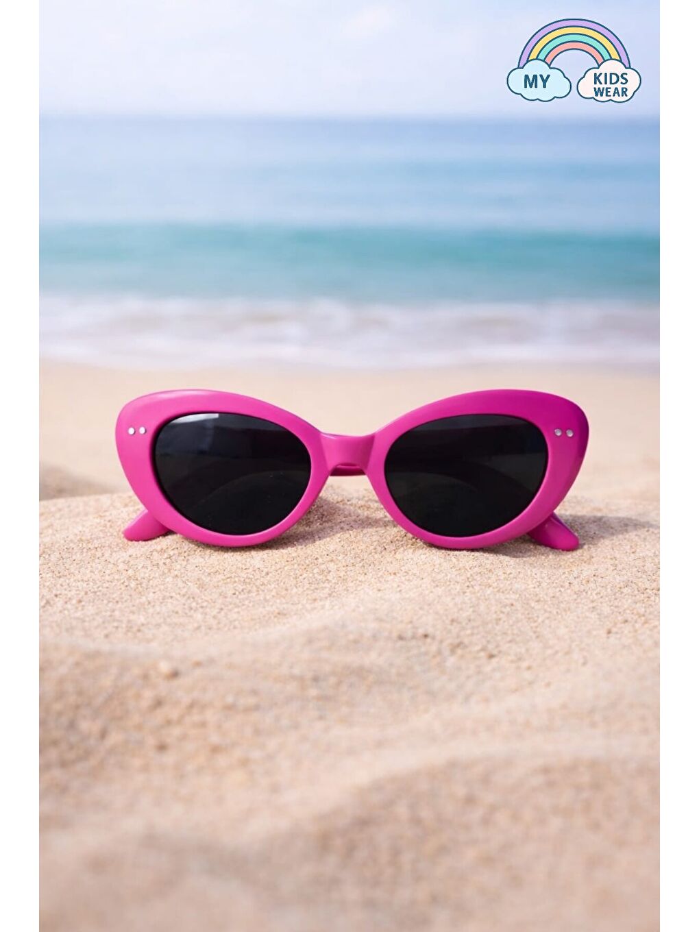 Fuşya Çocuk Desenli Mayo Takımı - UV Korumalı Bone ve Güneş Gözlüğü Hediyeli 2'li Set 12698-1