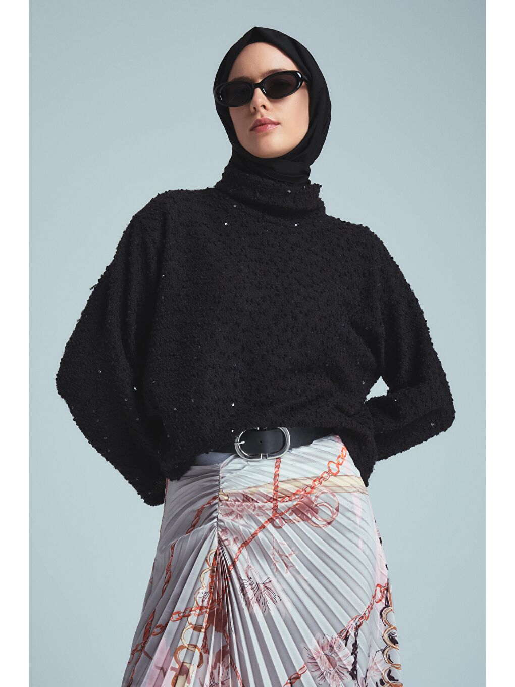 Pullu Kazak 24K3608 Siyah