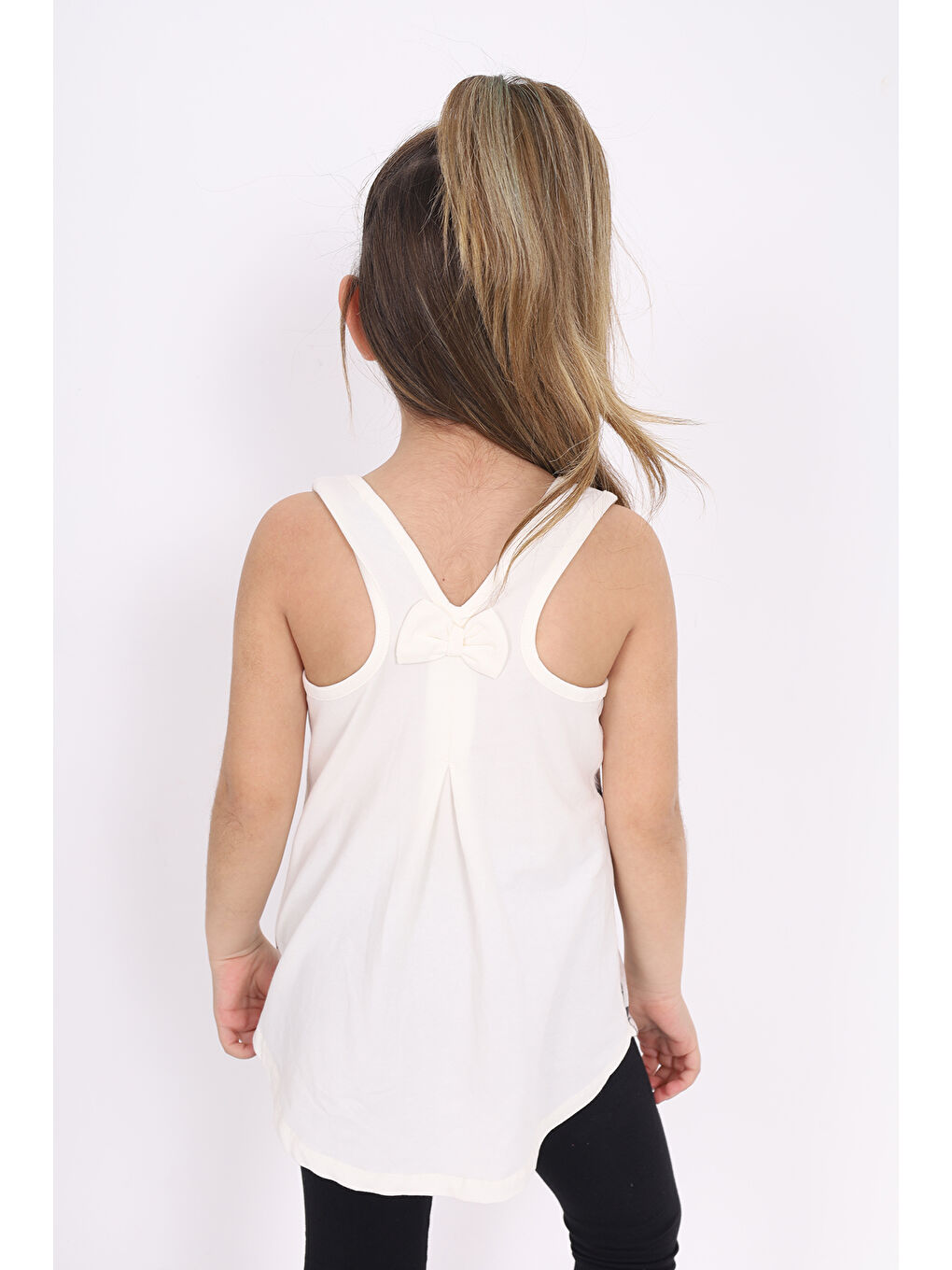 Ekru Kız Çocuk Bisiklet Baskılı Atlet-3