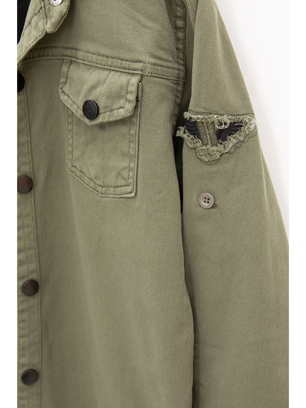 Haki Keten Gömlekli Bisiklet Yaka Baskılı Tişörtlü Erkek Çocuk 2li Takım 20256-1