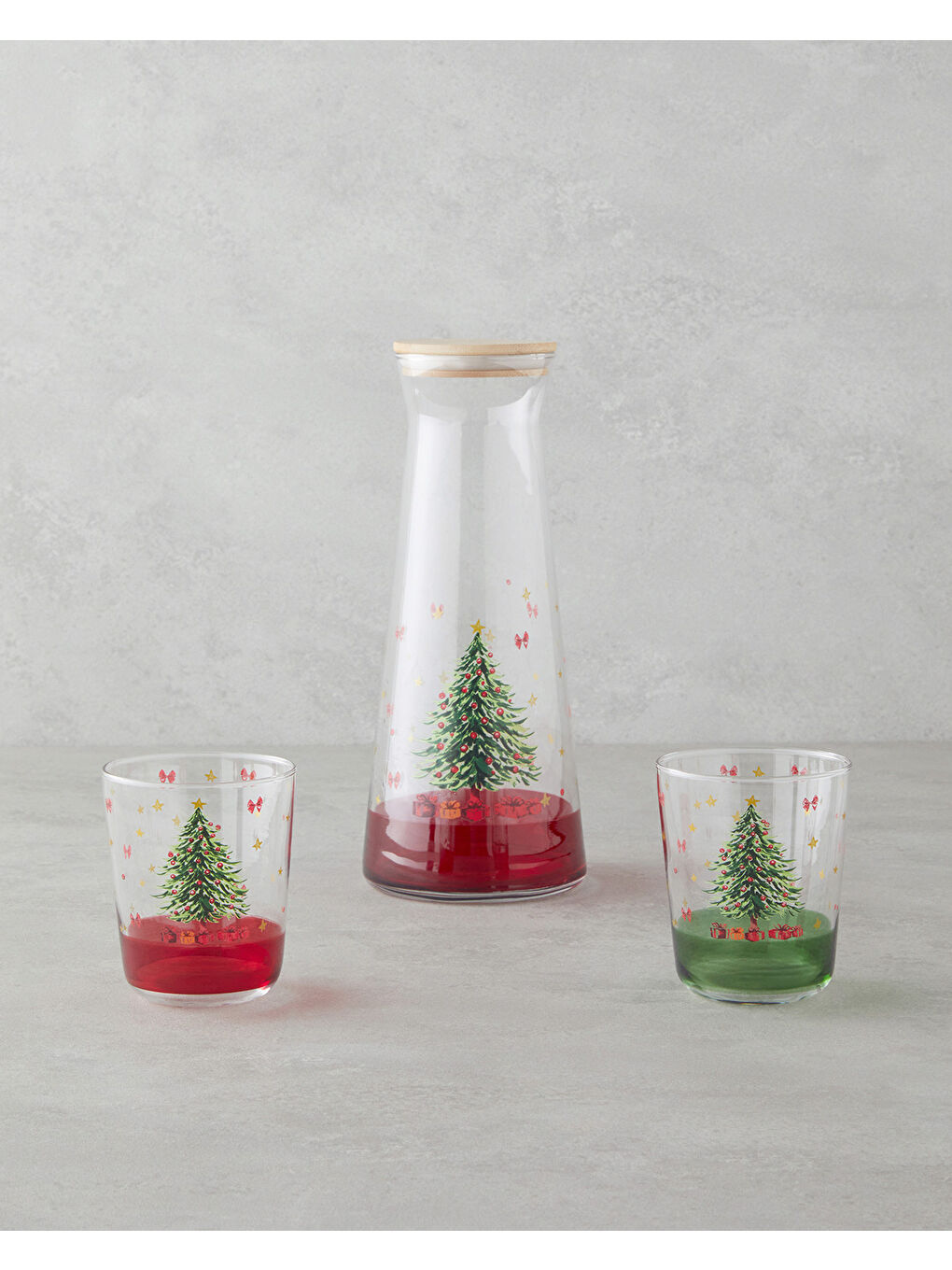 Beyaz Jingle Tree Cam 3 Parça Su Takımı 1150 ml + 315 ml Renkli