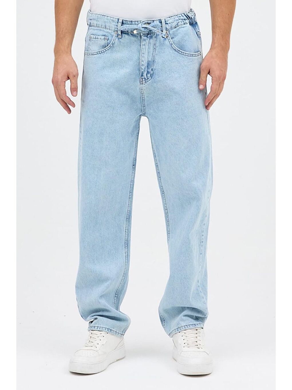 Mavi Reax 896 Beli Lastikli İpli Baggy Bol Kesim Jean Pantolon-1