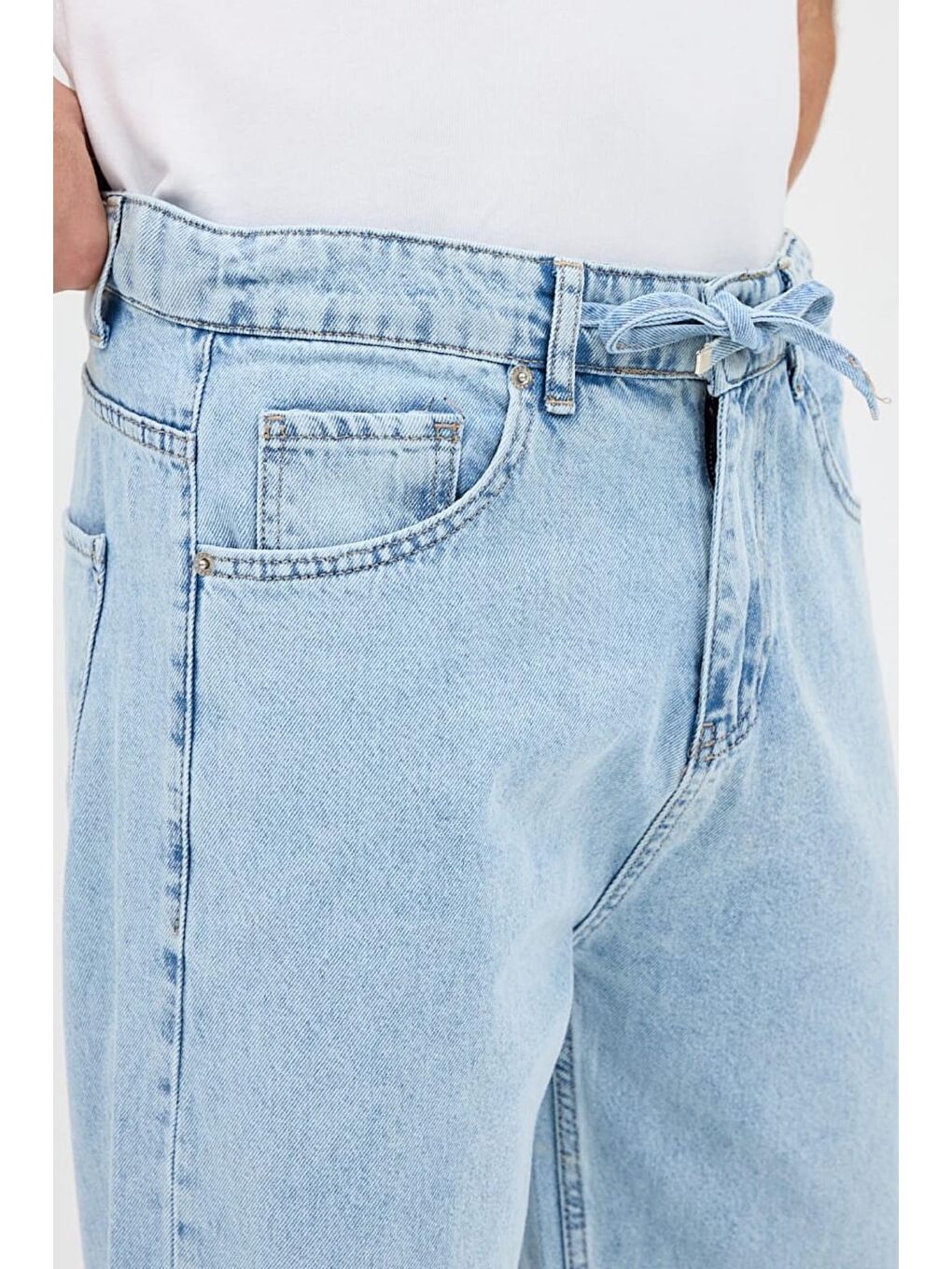 Mavi Reax 896 Beli Lastikli İpli Baggy Bol Kesim Jean Pantolon-2