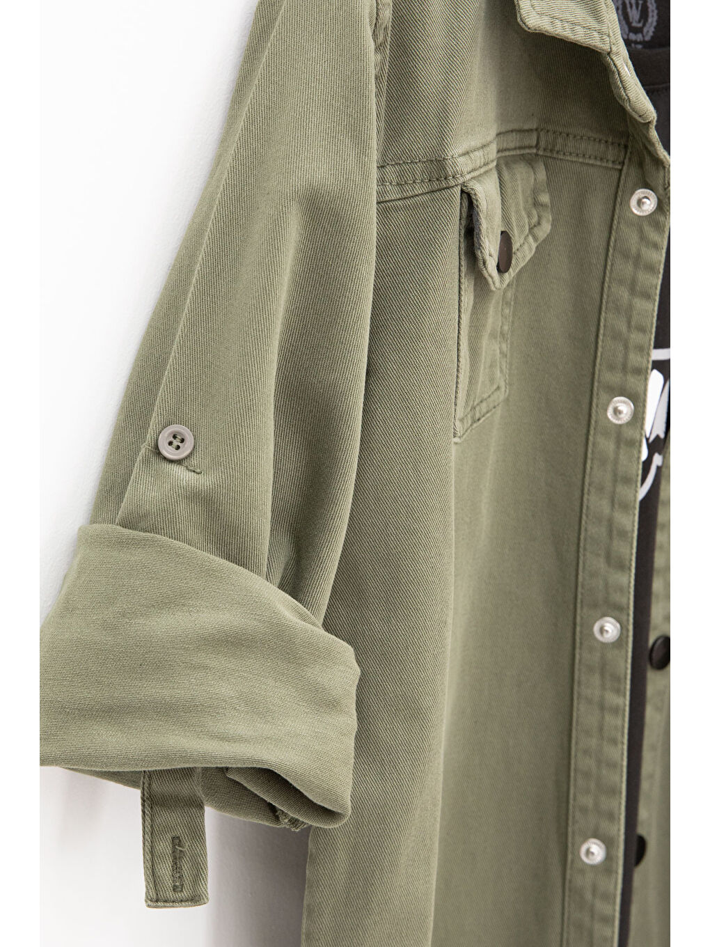 Haki Keten Gömlekli Bisiklet Yaka Baskılı Tişörtlü Erkek Çocuk 2li Takım 20256-3