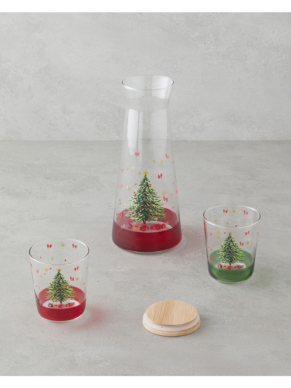 Beyaz Jingle Tree Cam 3 Parça Su Takımı 1150 ml + 315 ml Renkli-1