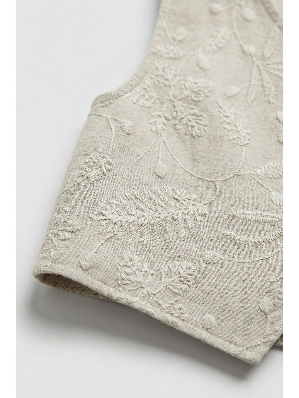 Kız Çocuk Pamuklu Bej Nakışlı Yelek Ve Pantolon Takım-3