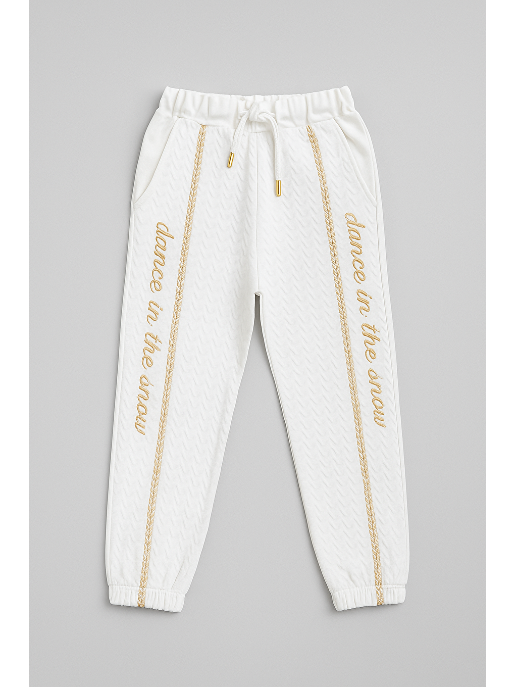 Kız Çocuk Beyaz Pamuklu Yazı Baskılı Jogger Eşofman Altı