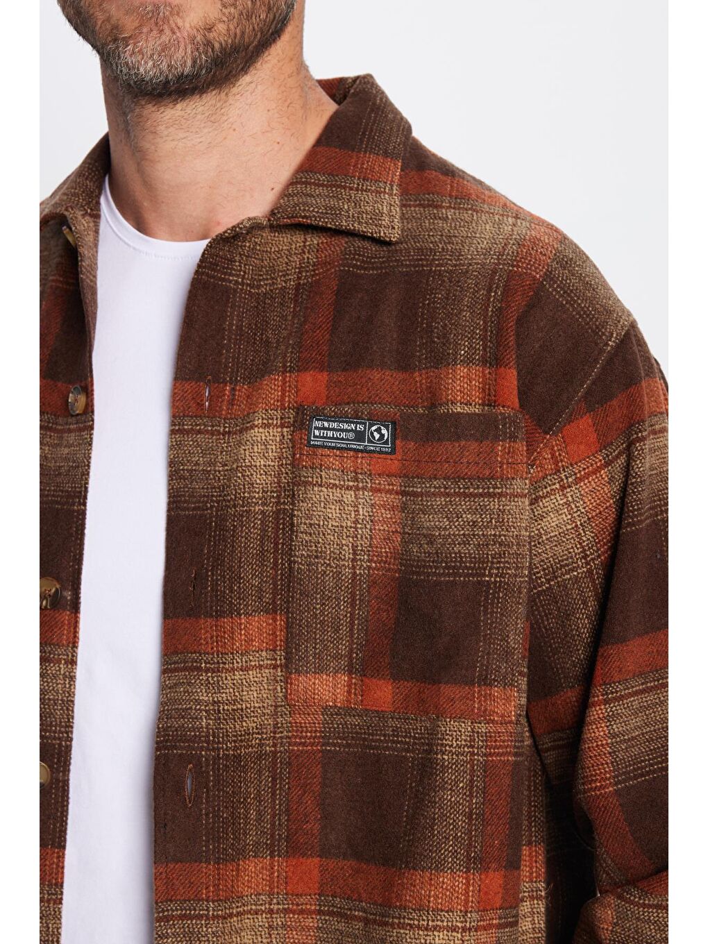 Karışık Erkek Relax Fit Rahat Kesim Oduncu Çift Cepli Kareli Yırtmaçlı Kışlık Gömlek-2