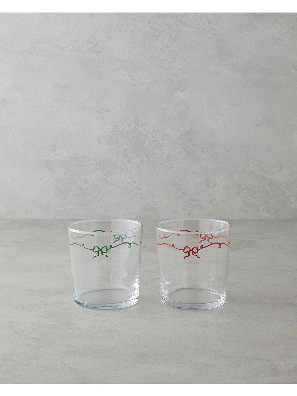 Ribbon Joy Cam 2'li Bardak 380 ml Kırmızı - Yeşil