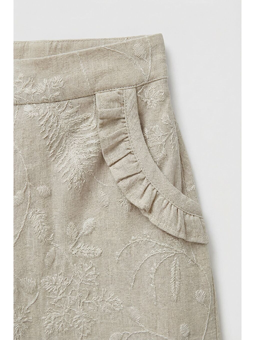 Kız Çocuk Pamuklu Bej Nakışlı Yelek Ve Pantolon Takım-4