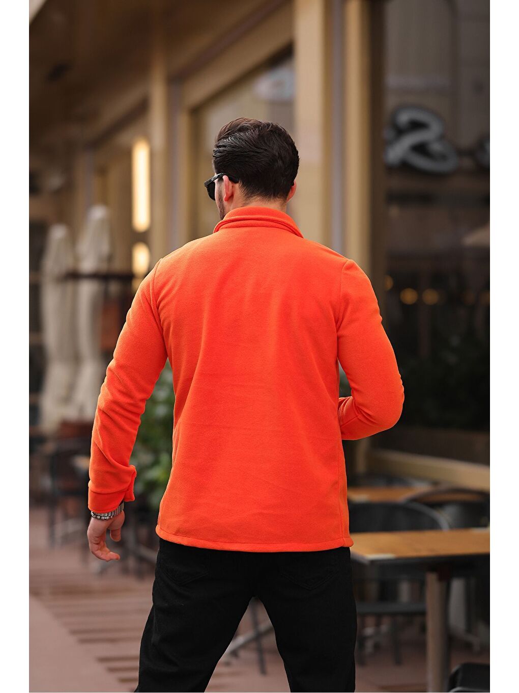 Turuncu Erkek Polar Rahat Kalıp Gömlek-3