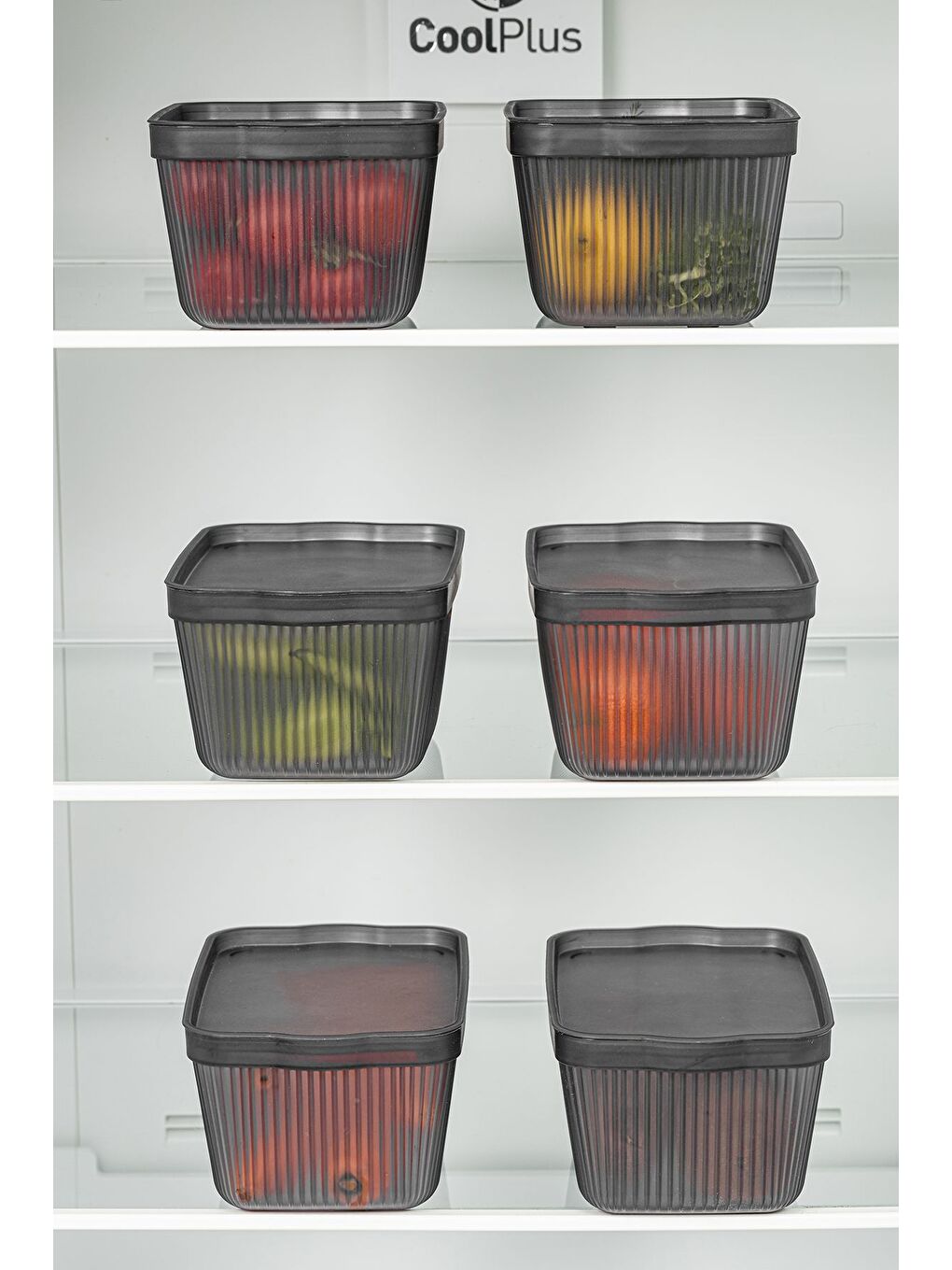 Gri 6'lı Set Perry Kapaklı Derin Dondurucu Saklama Kabı Buzdolabı Erzak Düzenleme Kutusu 1,5 lt Füme-2