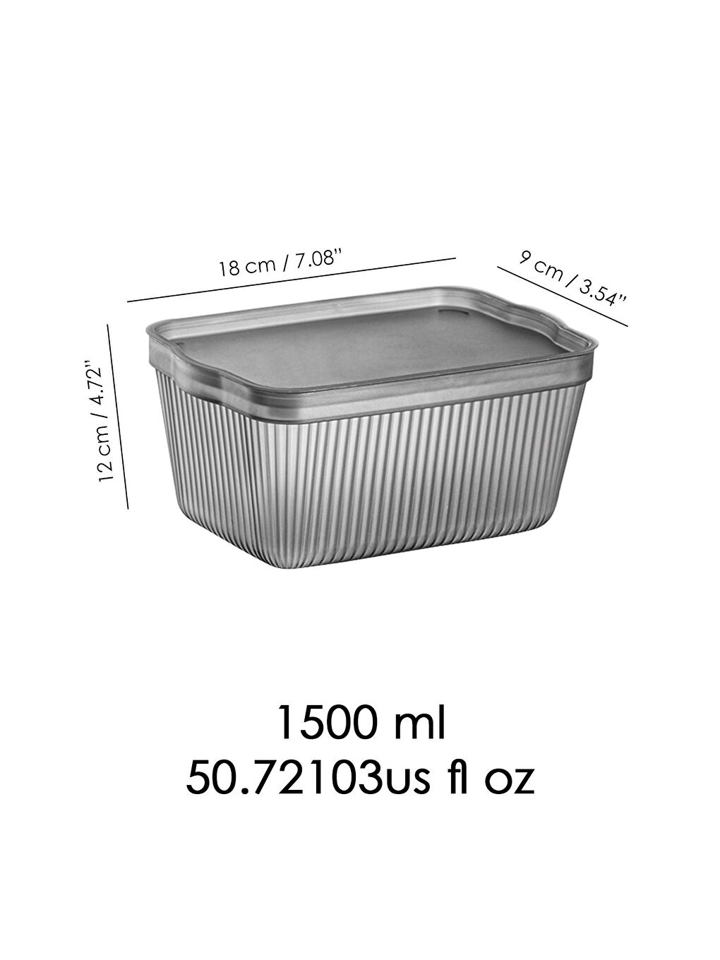 Gri 6'lı Set Perry Kapaklı Derin Dondurucu Saklama Kabı Buzdolabı Erzak Düzenleme Kutusu 1,5 lt Füme-3