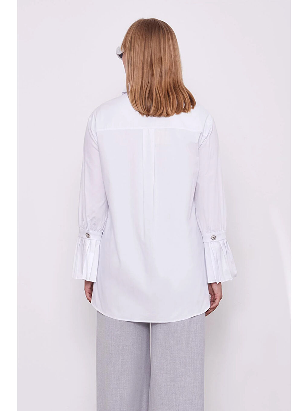 Kolu Pilise Detay Gömlek 230143 Beyaz-3