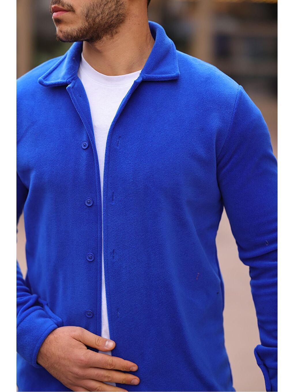 Mavi Erkek Polar Rahat Kalıp Gömlek-1