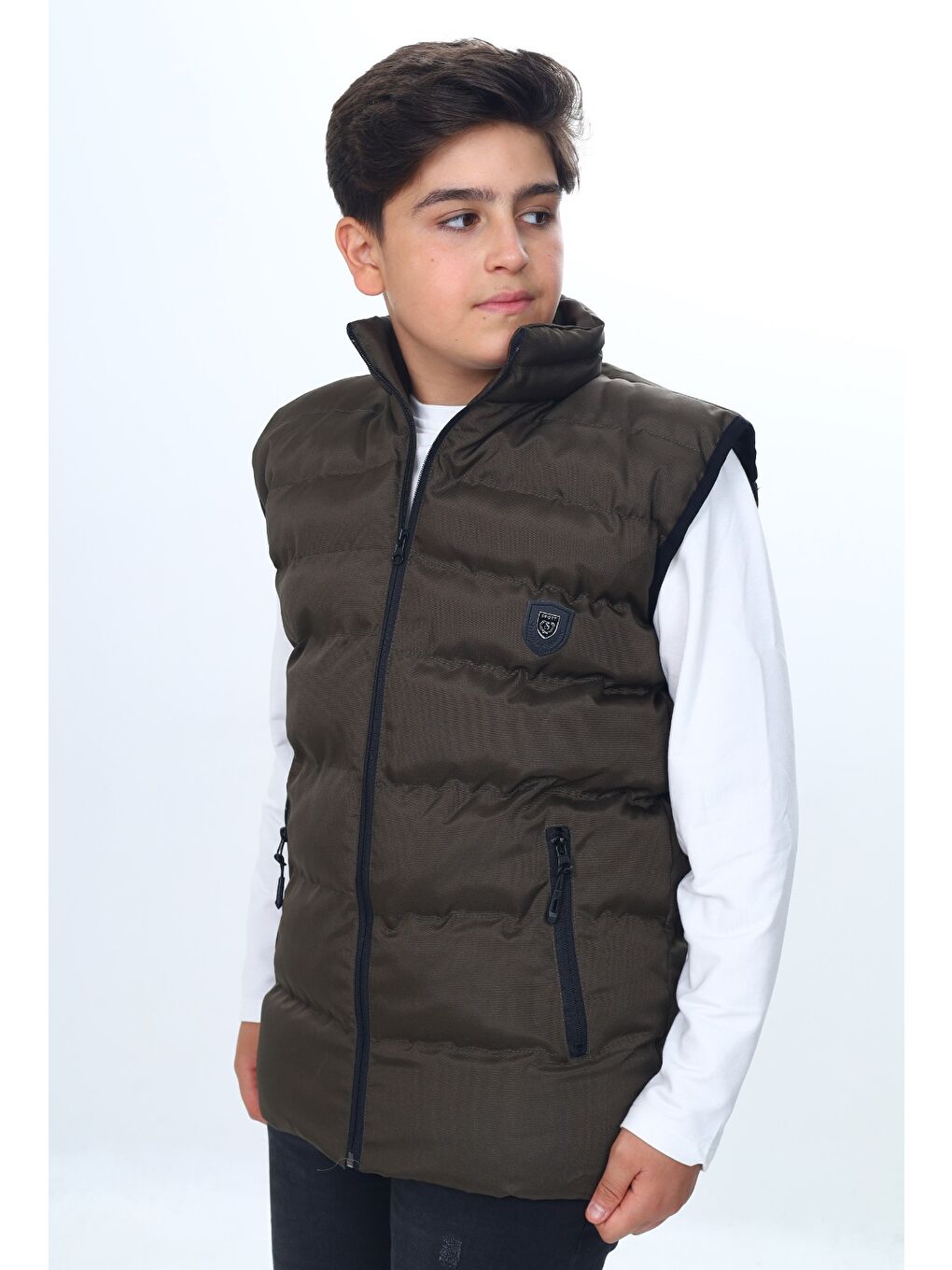 Haki Erkek Çocuk Göğsü Armalı Şişme Yelek-2