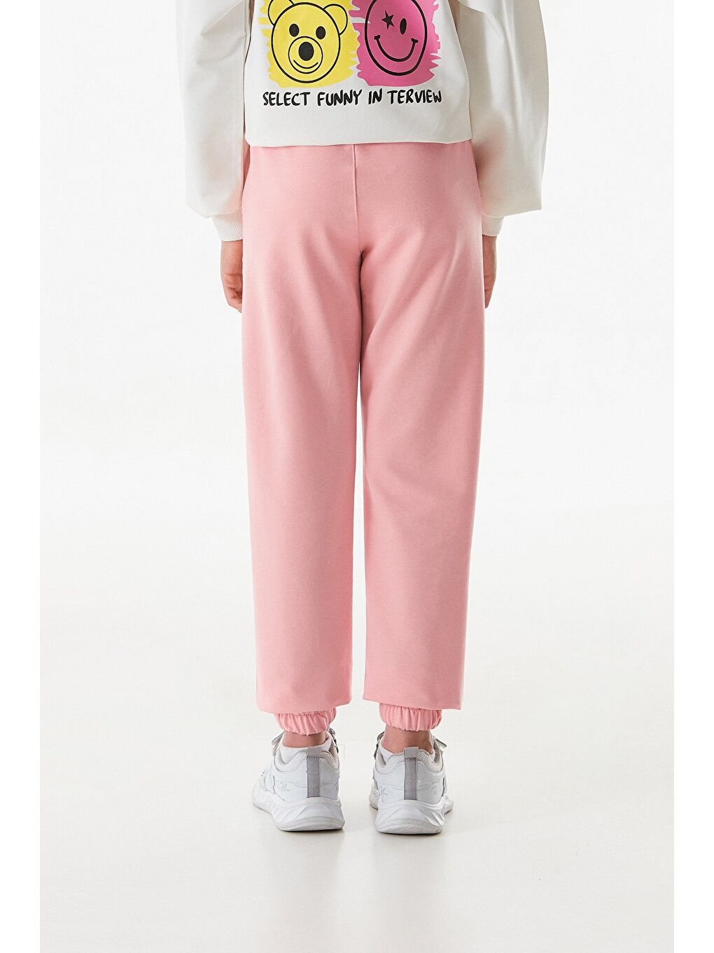 Pembe Beli Lastikli Jogger Kız Çocuk Eşofman Altı-3
