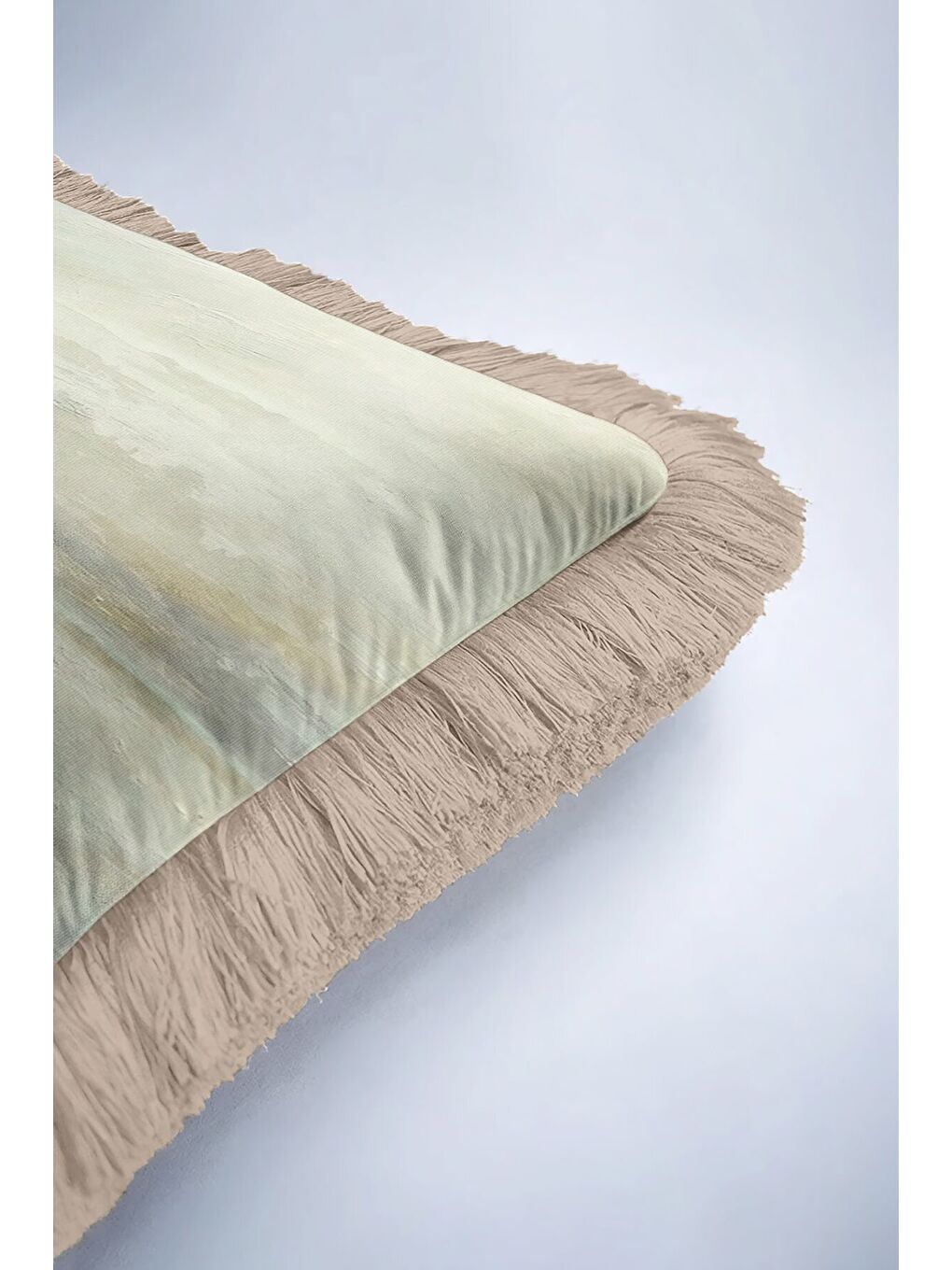 Karışık Lüks Fırça Darbeli Saçaklı Yastık Kılıfı - Doğal Pastel Tonlar Modern Bej Püsküllü Kırlent Kılıfı-6