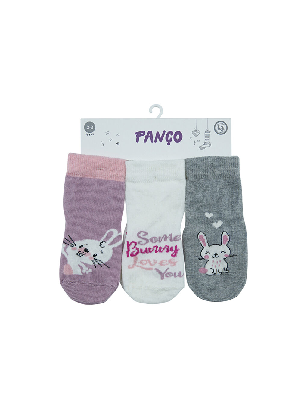 Panço Karişik Kız Çocuk 3'lü Soket Çorap Set - 5