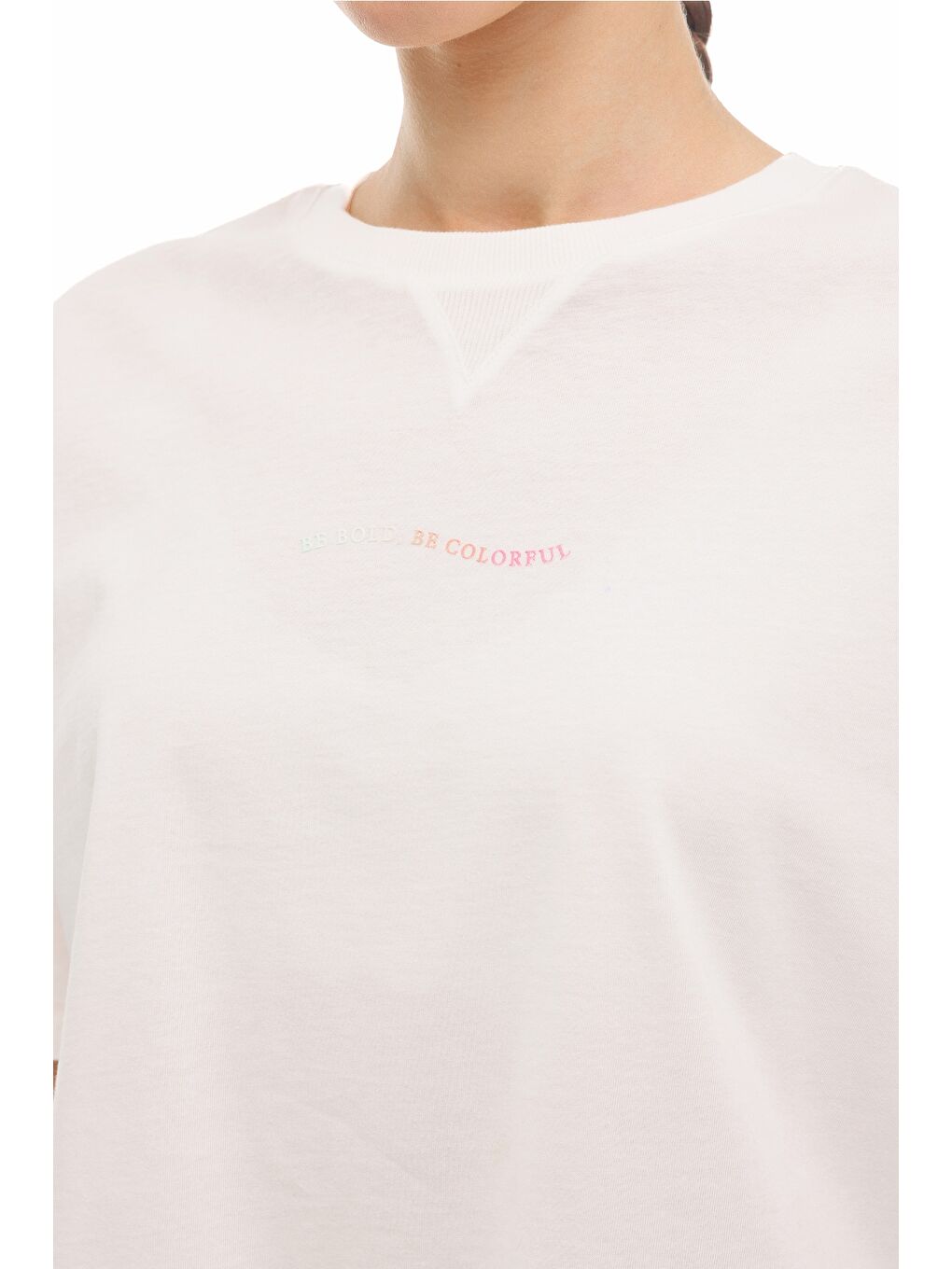 Bej WL 11KRONS 6FX Ekru Kadın Kısa Kol T-Shirt-3