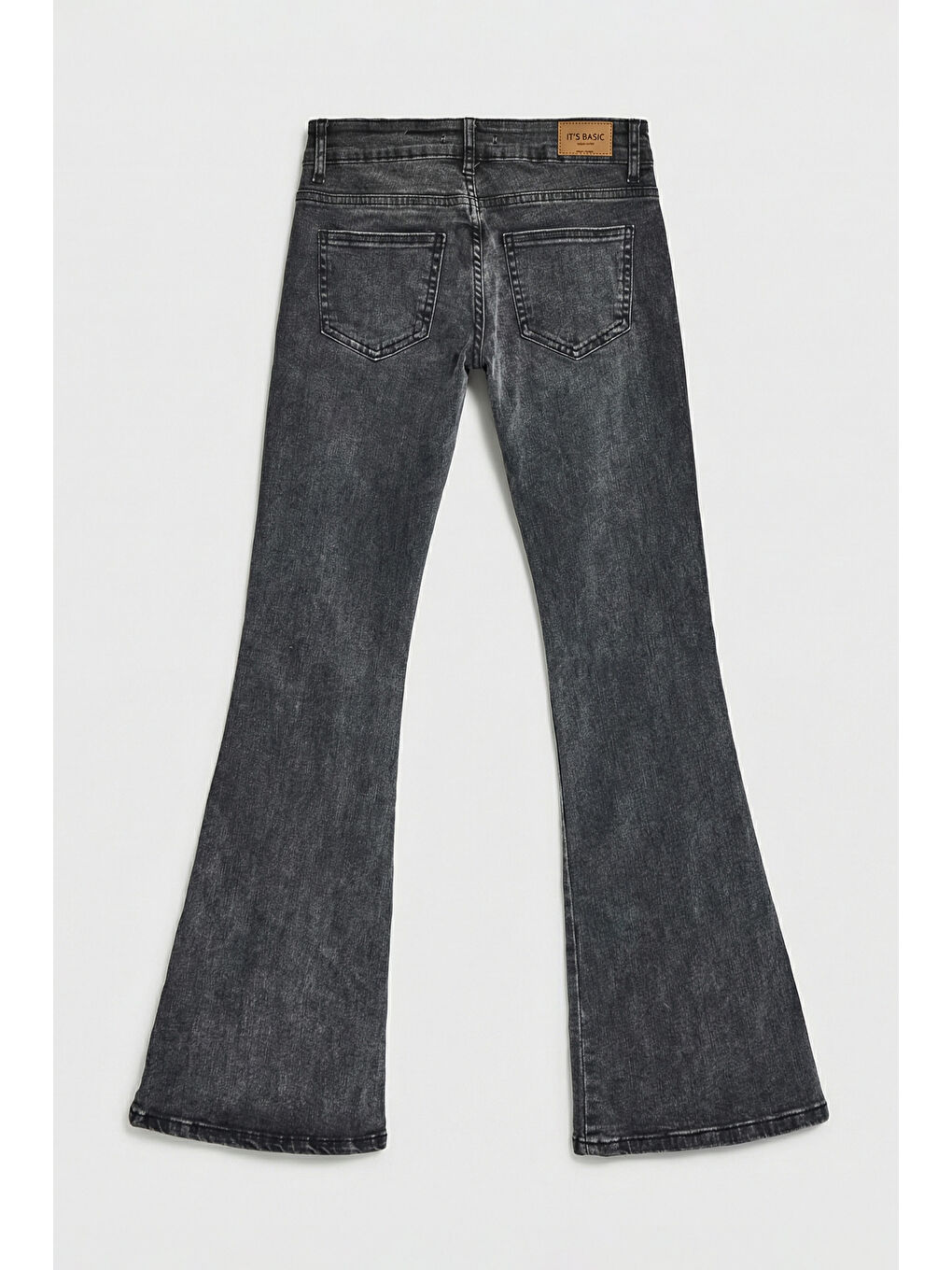 Kadın Antrasit 4s6-14 Mid Rise Flare Fit Kemer Detaylı Esnek Kumaş Denim Jean-2