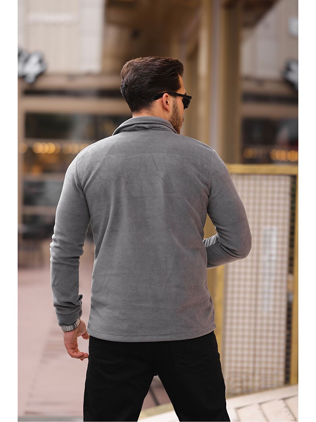 Antrasit Erkek Polar Rahat Kalıp Gömlek-3